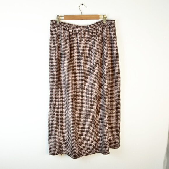 Sag Harbor Wooley Houndstooth Maxi Skirt w Fringe Accent Timeless Classic Sz16W - Picture 6 of 7